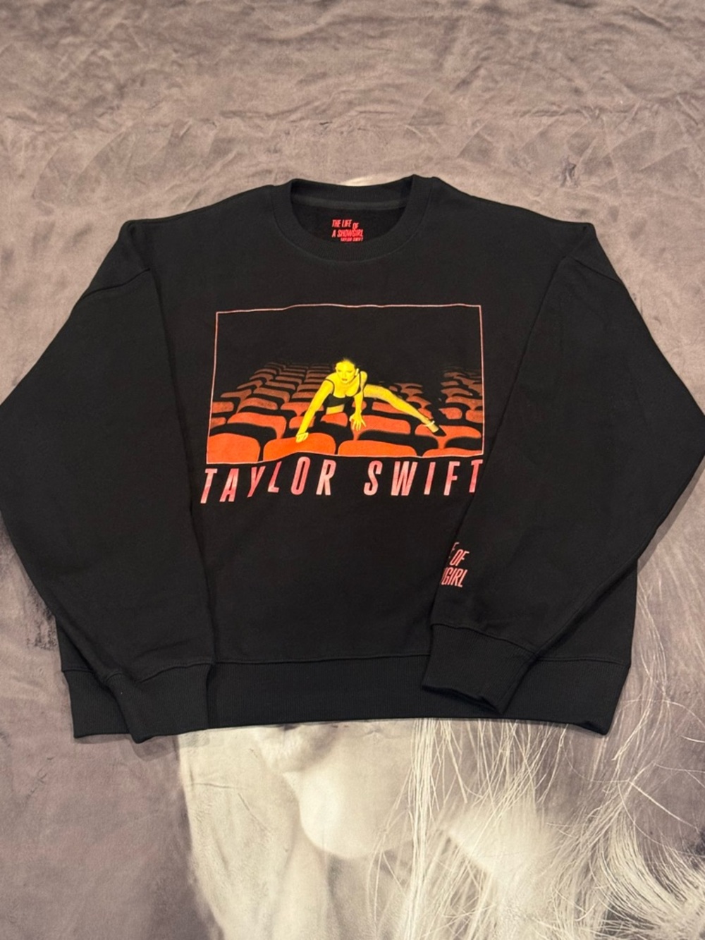 Taylor Swift:The Life Of A Showgirl: IT’S FRIGHTENING BLACK CREWNECK SWEATSHIRT.